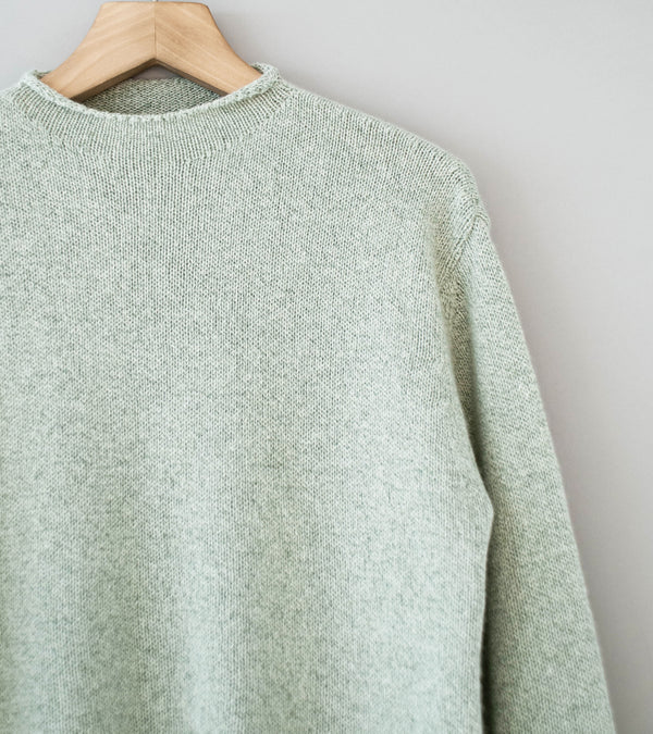 Auralee 'Cashmere Silk Melange Knit P/O' (Mix Mint Gray) – C'H'C'M' Auralee 'Cashmere Silk Melange Knit P/O' (Mix Mint Gray) – C'H'C'M'