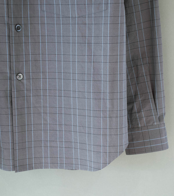 Margaret Howell 'Basic Shirt' (Charcoal Graphite Blue Glen Check Cotton Poplin)
