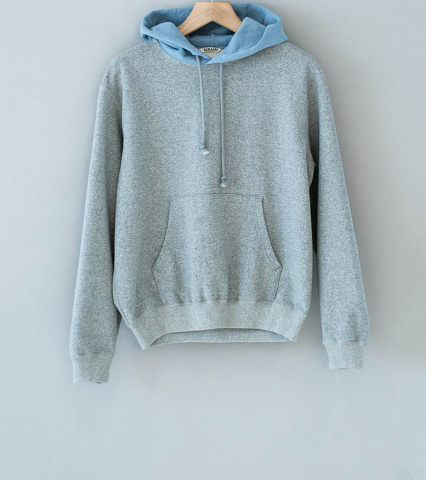 Auralee 'Smooth Soft BD Sweat P/O Parka' (Top Gray / Dusty Blue)