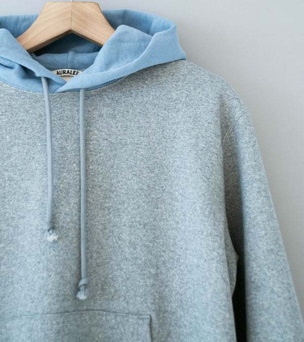 Auralee 'Smooth Soft BD Sweat P/O Parka' (Top Gray / Dusty Blue)