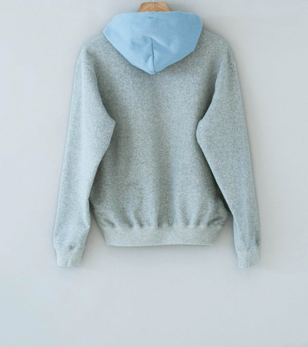 Auralee 'Smooth Soft BD Sweat P/O Parka' (Top Gray / Dusty Blue)