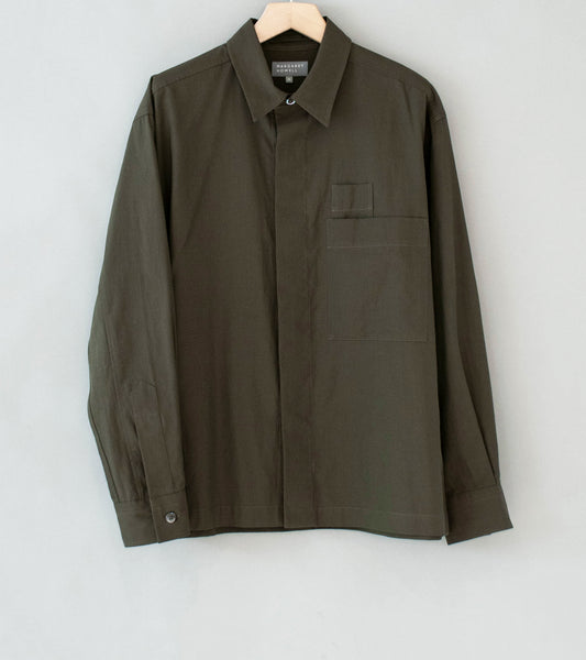 Margaret Howell 'Two Pocket Shirt' (Dark Khaki Yarn Dyed Cotton