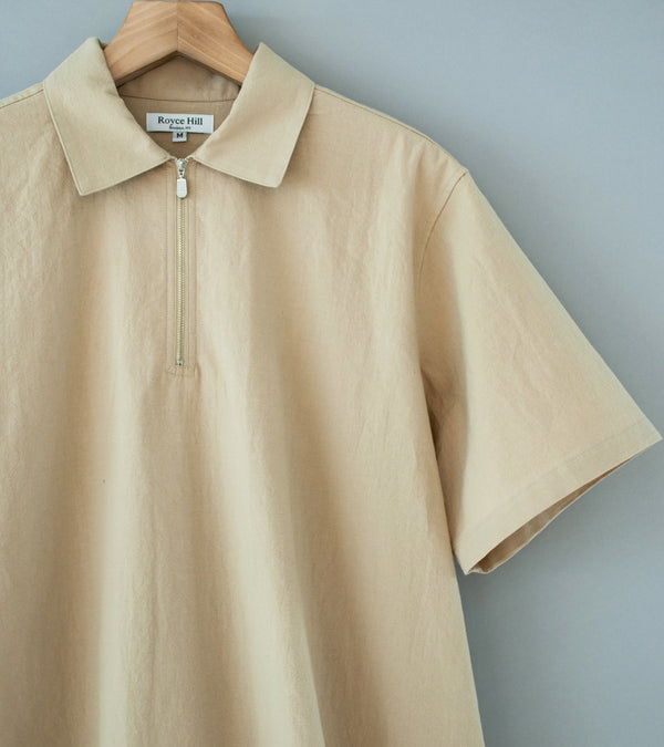 Royce Hill ‘Quarter Zip Short Sleeve Shirt’ (Beige Cotton)