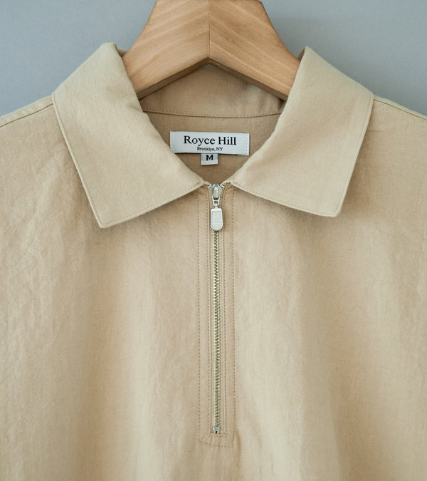 Royce Hill ‘Quarter Zip Short Sleeve Shirt’ (Beige Cotton)