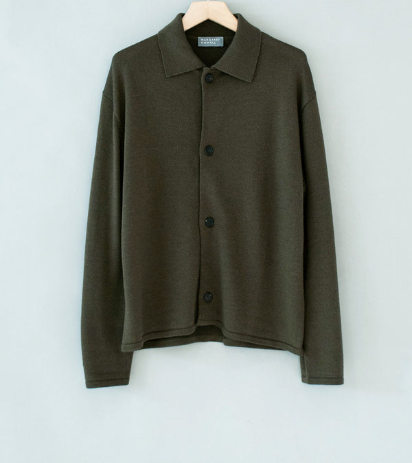 Margaret Howell 'Collared Cardigan' (Khaki Japanese Spun Merino)