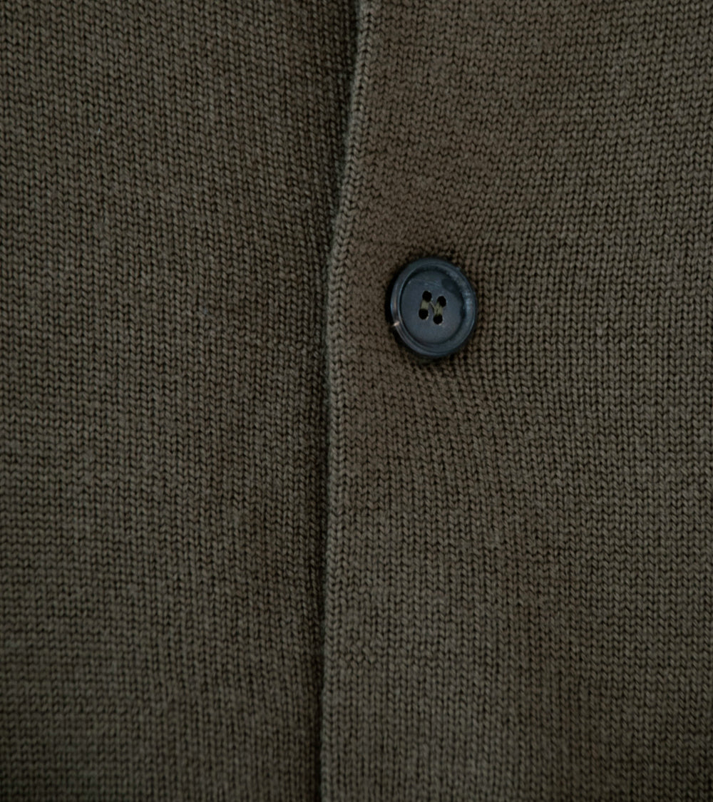 Margaret Howell 'Collared Cardigan' (Khaki Japanese Spun Merino)