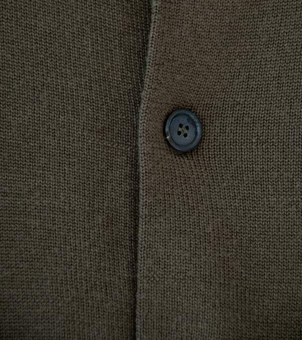 Margaret Howell 'Collared Cardigan' (Khaki Japanese Spun Merino)