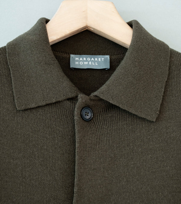 Margaret Howell 'Collared Cardigan' (Khaki Japanese Spun Merino)