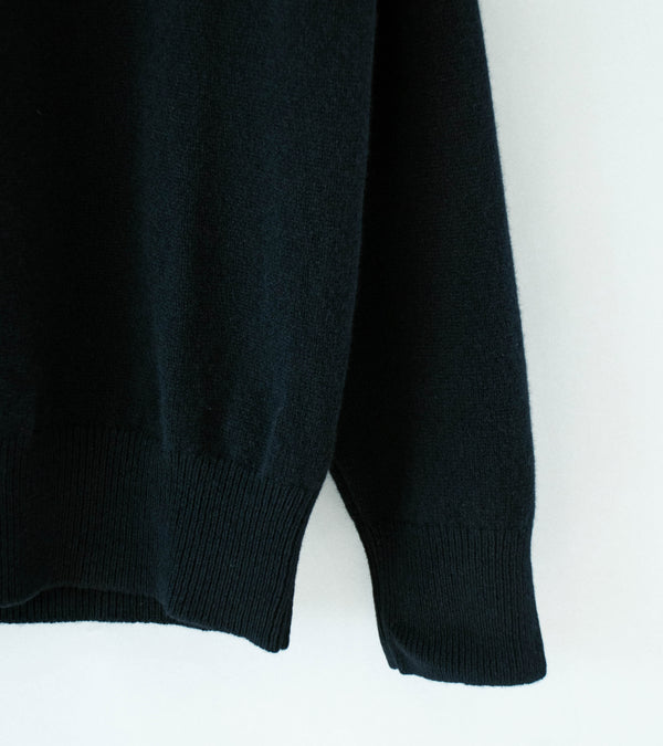 Margaret Howell 'Mock Neck Jumper' (Black Geelong Lambswool)