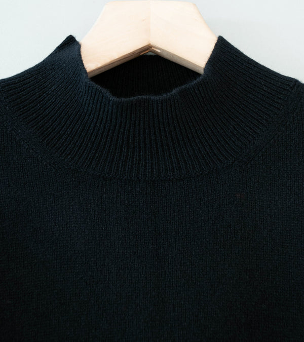 Margaret Howell 'Mock Neck Jumper' (Black Geelong Lambswool)