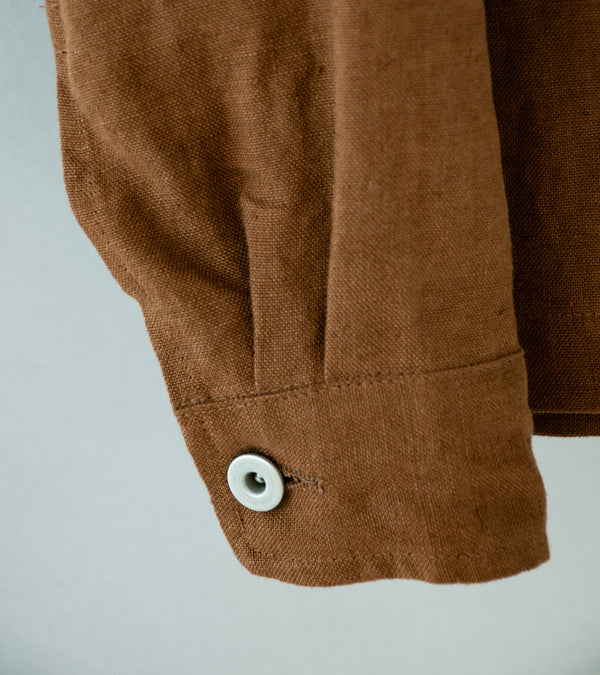 James Coward 'Travail Shirt' (Corsica Brown Belgian Linen)
