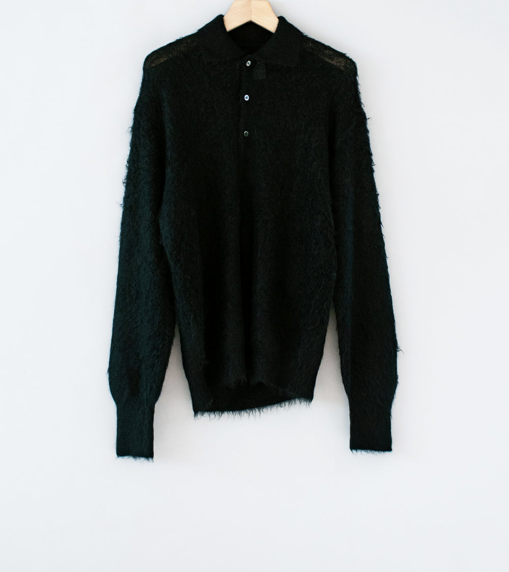 Stein 'Super Kid Mohair Knit Polo LS' (Black)