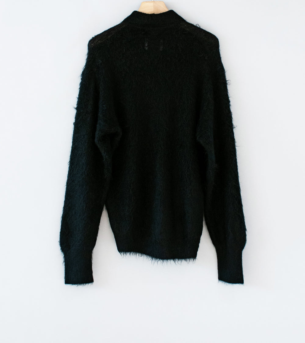 Stein 'Super Kid Mohair Knit Polo LS' (Black)