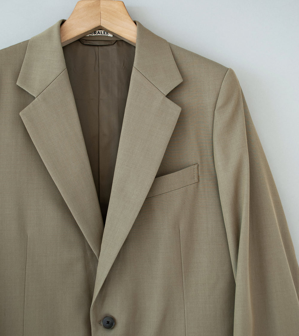 Auralee 'Light Wool Max Gabardine Jacket' (Khaki Chambray)