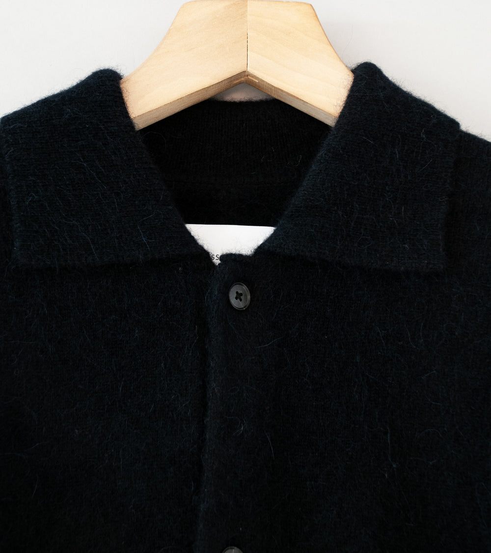 Stein 'Fine Alpaca Knit Collared Cardigan' (Black)