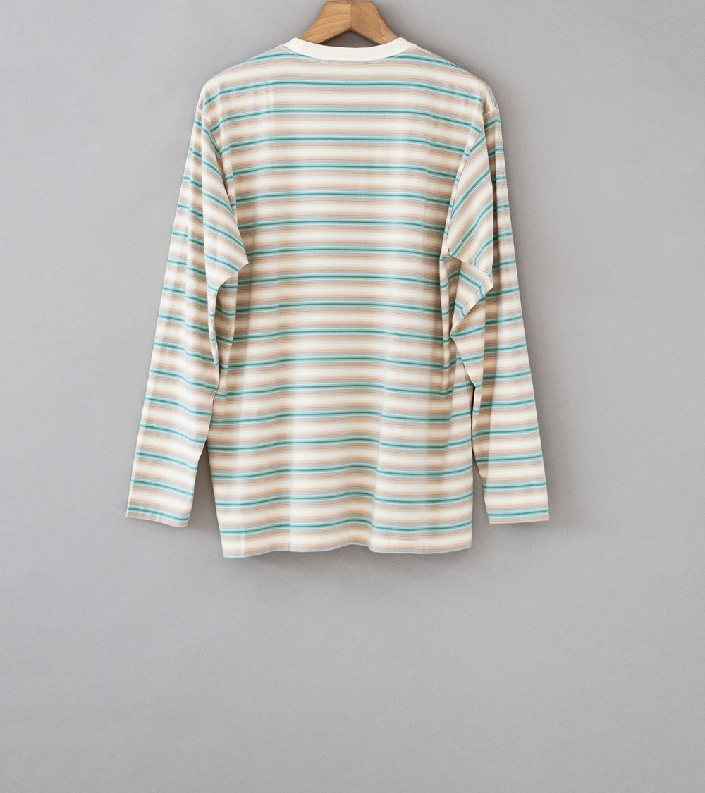 Auralee 'Gradient Stripe Jersey L/S Tee' (Fade Blue Stripe)