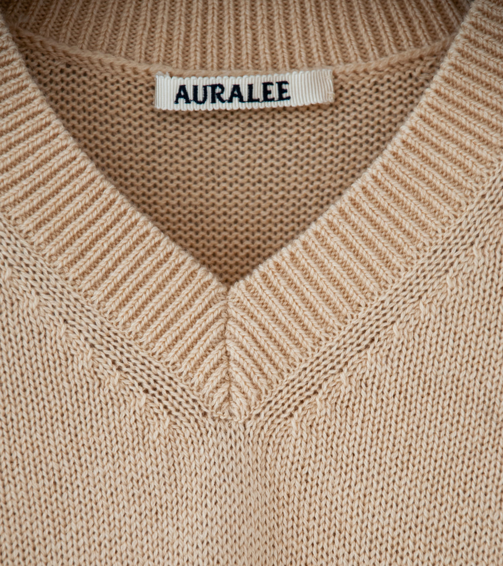 Auralee 'Light Cashmere Knit V-Neck P/)' (Beige)