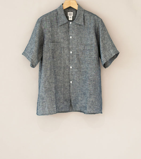 Post Overalls 'Neutra Short Sleeve Shirt' (Chambray Linen Breeze)