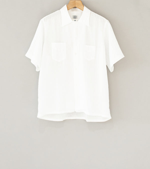Post Overalls 'Neutra Short Sleeve Shirt' (White Linen Breeze)