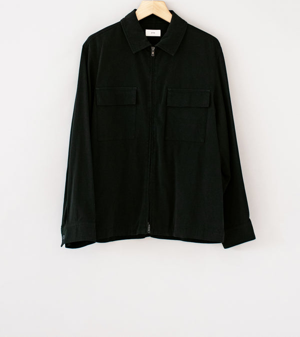 Aton 'Zip Up Jacket' (Black Cotton Voile Satin)