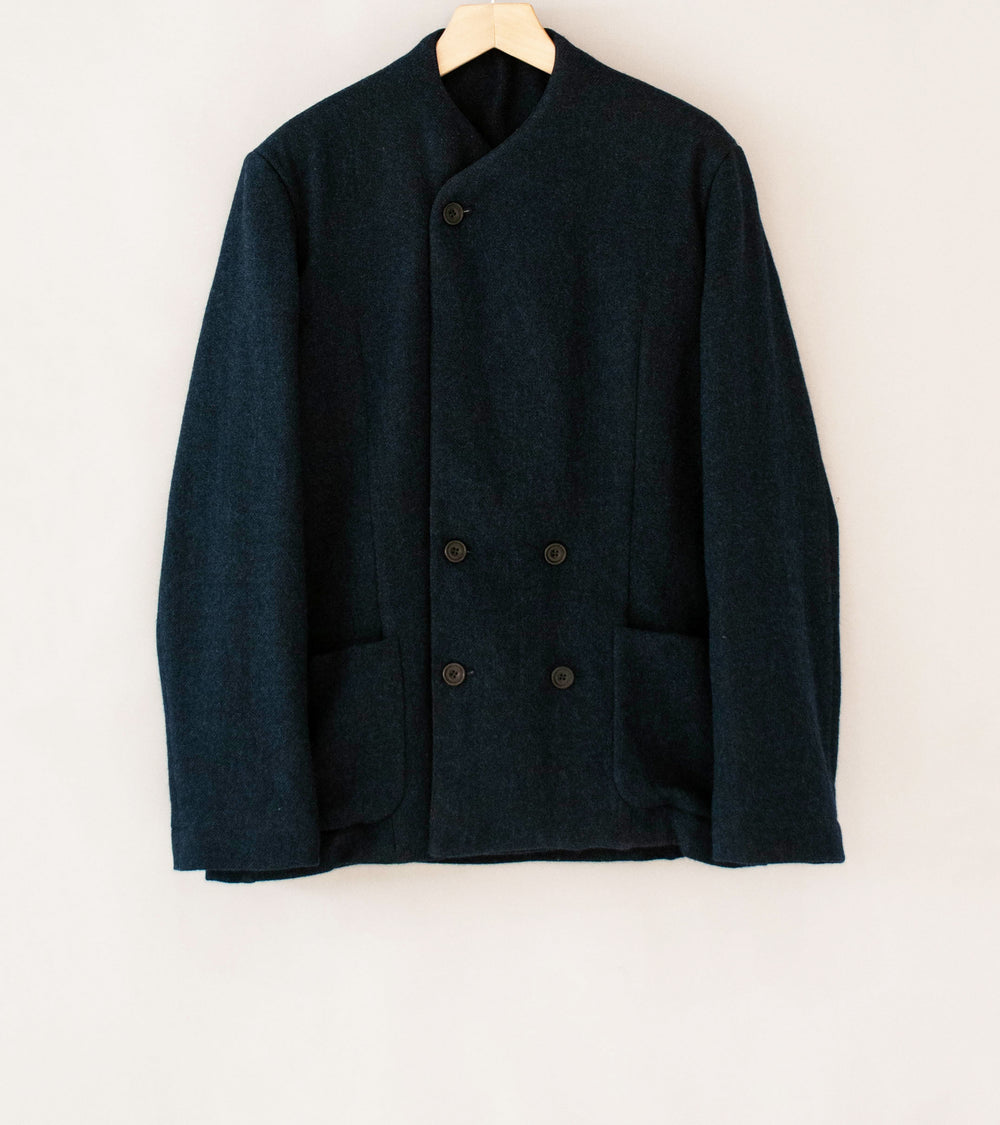 DERRICK 'Double Breasted Crush Jacket' (Oxford Blue Loose Weave Japanese Wool Twill)