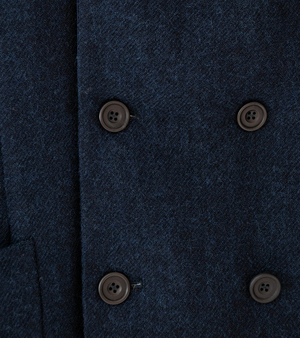 DERRICK 'Double Breasted Crush Jacket' (Oxford Blue Loose Weave Japanese Wool Twill)
