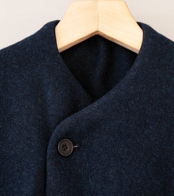 DERRICK 'Double Breasted Crush Jacket' (Oxford Blue Loose Weave Japanese Wool Twill)