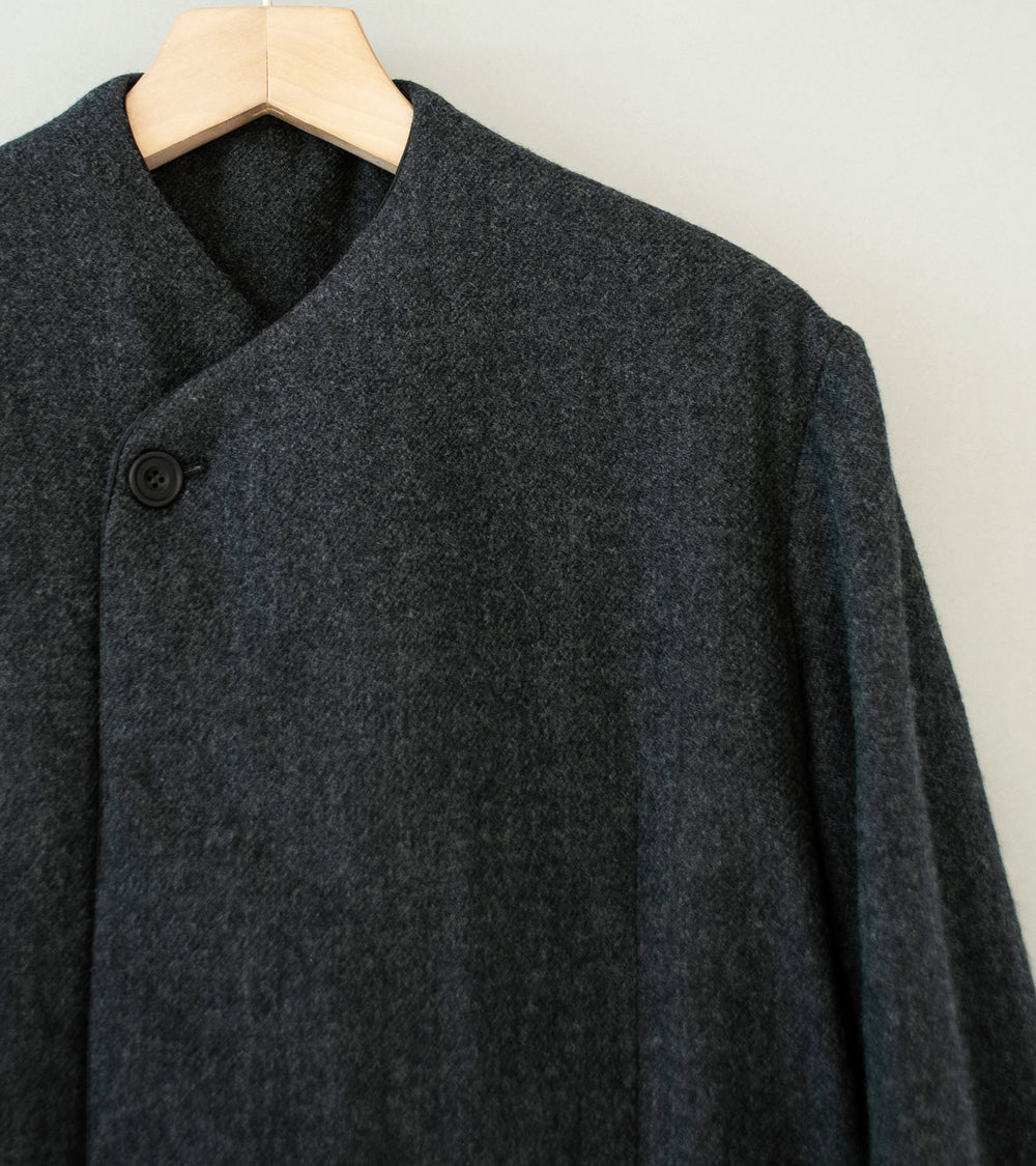 DERRICK 'Double Breasted Crush Jacket' (Charcoal Loose Weave Japanese Wool Twill)