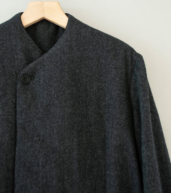 DERRICK 'Double Breasted Crush Jacket' (Charcoal Loose Weave Japanese Wool Twill)