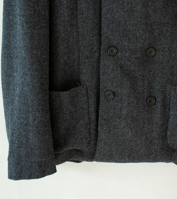 DERRICK 'Double Breasted Crush Jacket' (Charcoal Loose Weave Japanese Wool Twill)