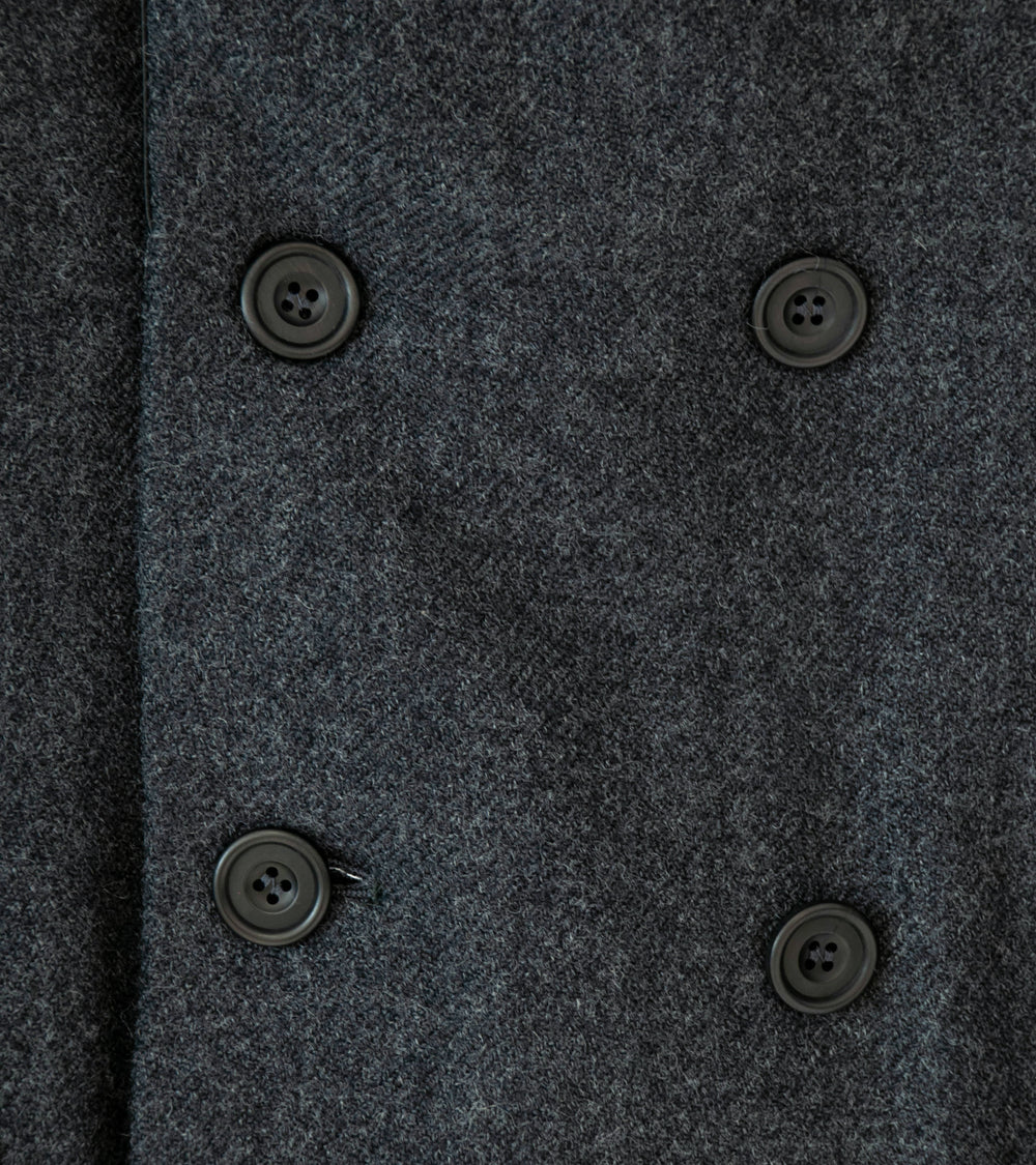 DERRICK 'Double Breasted Crush Jacket' (Charcoal Loose Weave Japanese Wool Twill)