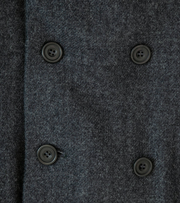 DERRICK 'Double Breasted Crush Jacket' (Charcoal Loose Weave Japanese Wool Twill)