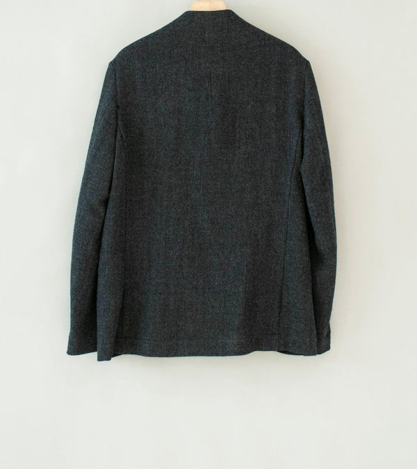 DERRICK 'Double Breasted Crush Jacket' (Charcoal Loose Weave Japanese Wool Twill)