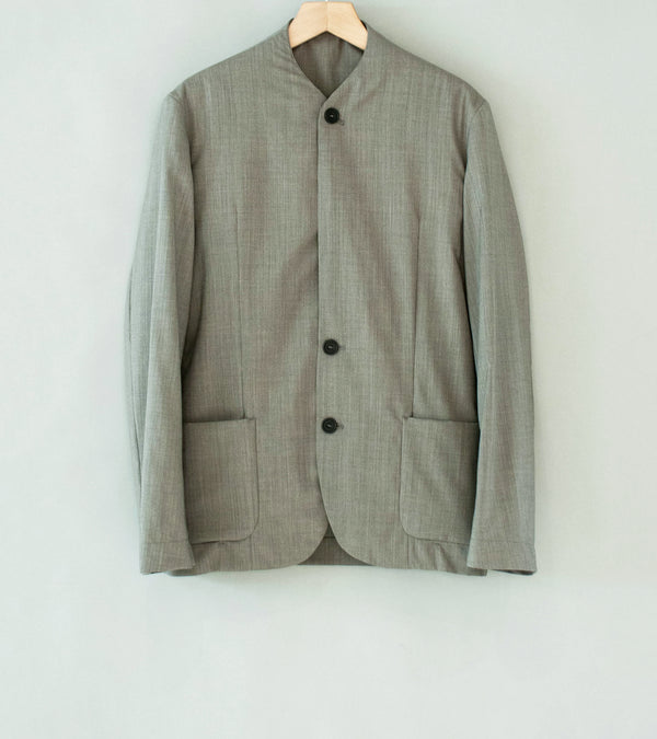 DERRICK 'Single Breasted Crush Jacket' (Green Tint Bronze Japanese Iridescent Chambray Worsted)