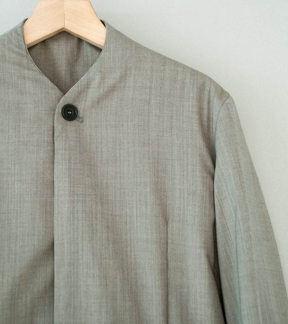 DERRICK 'Single Breasted Crush Jacket' (Green Tint Bronze Japanese Iridescent Chambray Worsted)