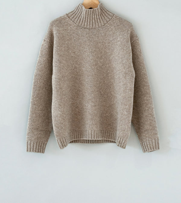 Aton 'Highneck Sweater' (Beige Lambswool)