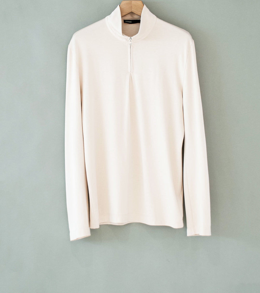 DERRICK 'First Layer Quarter Zip' (Ivory Japanese Viscose Plated Cotton Jersey)