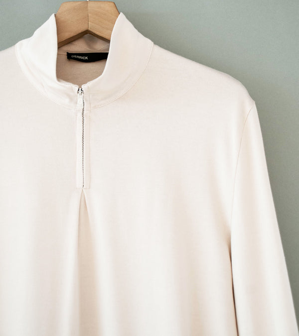 DERRICK 'First Layer Quarter Zip' (Ivory Japanese Viscose Plated Cotton Jersey)
