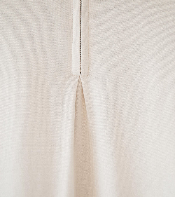 DERRICK 'First Layer Quarter Zip' (Ivory Japanese Viscose Plated Cotton Jersey)