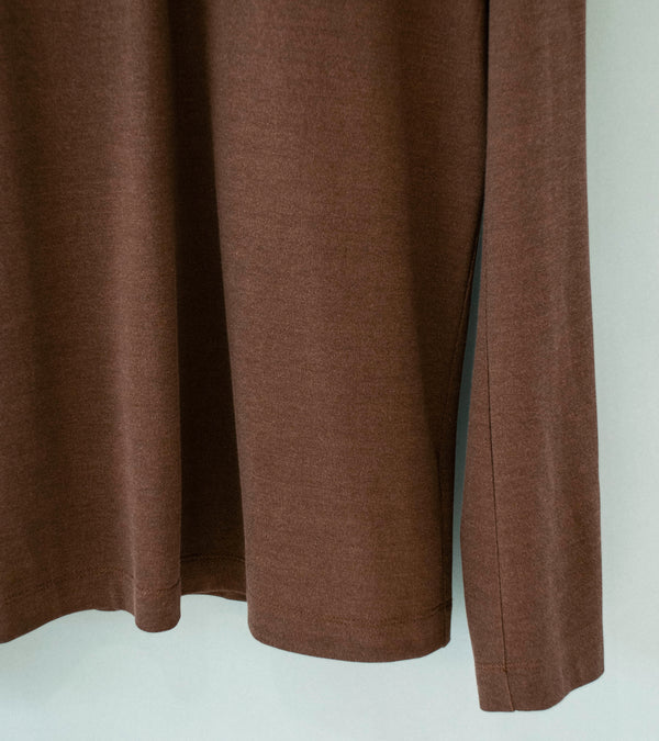 DERRICK 'First Layer Quarter Zip' (Chocolate Japanese Viscose Plated Cotton Jersey)