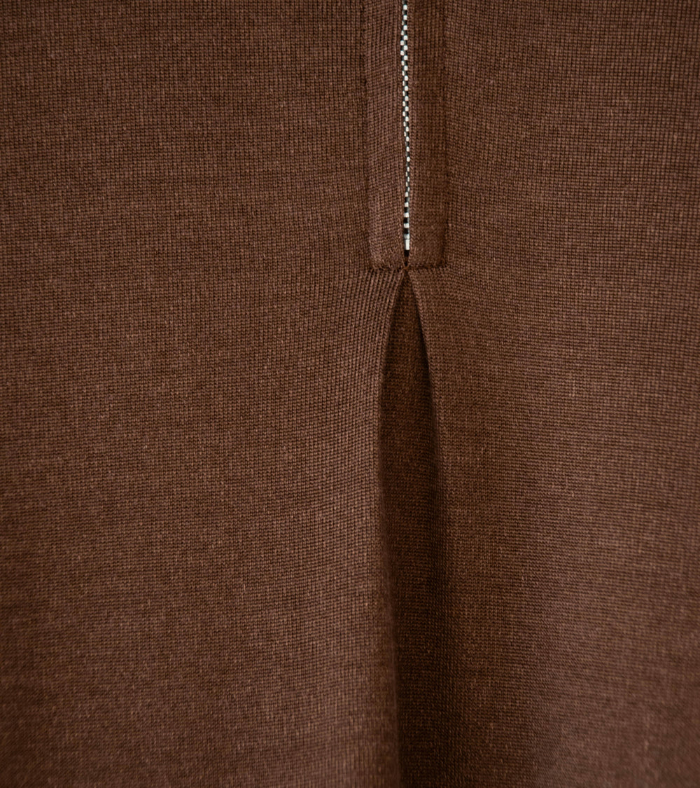 DERRICK 'First Layer Quarter Zip' (Chocolate Japanese Viscose Plated Cotton Jersey)