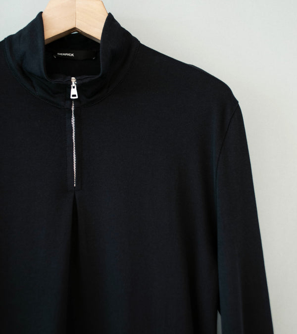 DERRICK 'First Layer Quarter Zip' (Black Japanese Viscose Plated Cotton Jersey)