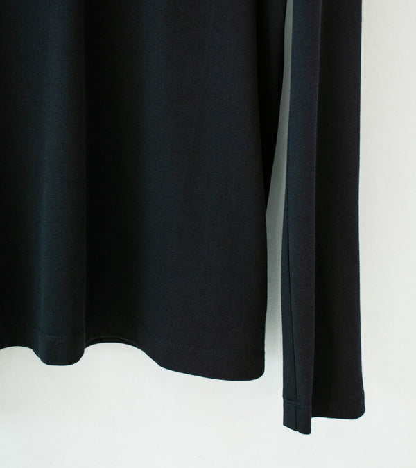 DERRICK 'First Layer Quarter Zip' (Black Japanese Viscose Plated Cotton Jersey)