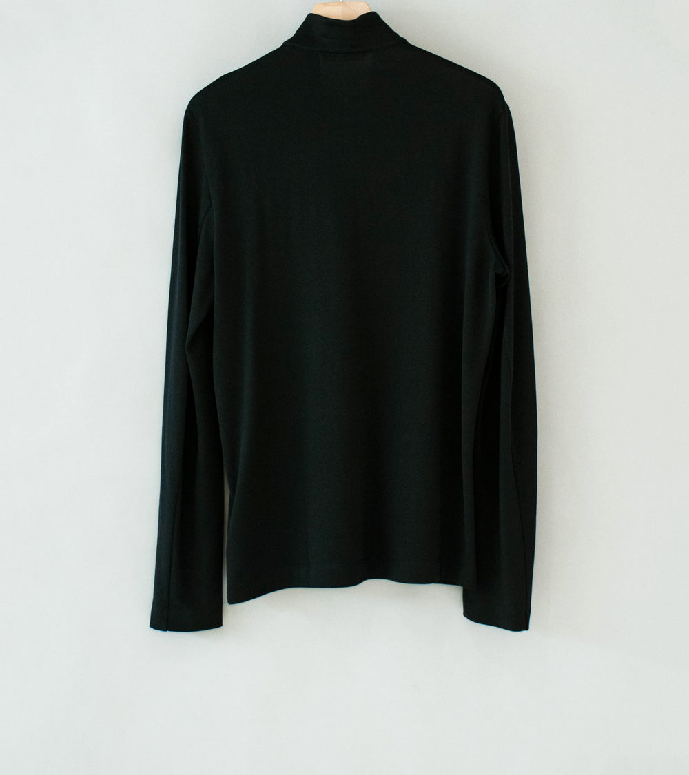 DERRICK 'First Layer Quarter Zip' (Black Japanese Viscose Plated Cotton Jersey)
