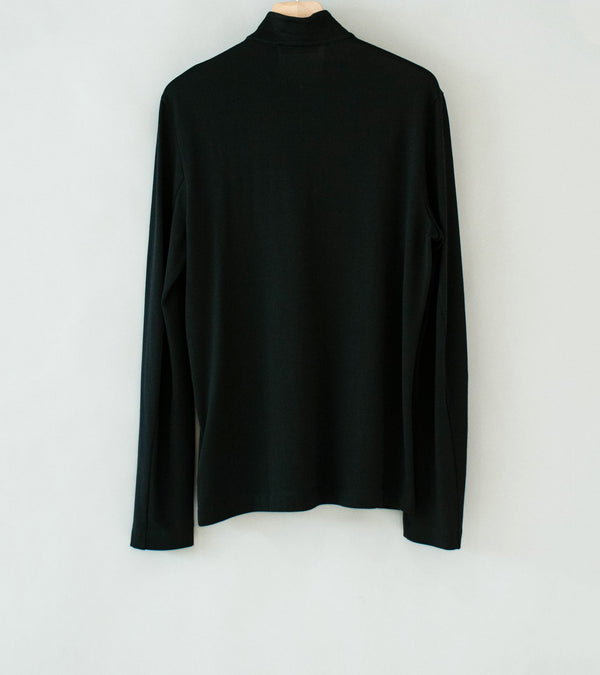 DERRICK 'First Layer Quarter Zip' (Black Japanese Viscose Plated Cotton Jersey)