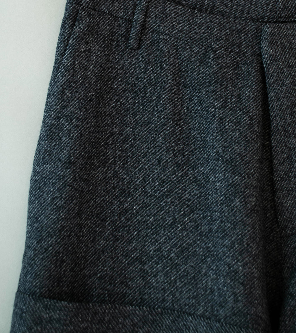 DERRICK 'Stash Trouser' (Slate Chambray Japanese Woven British Wool Gabardine)