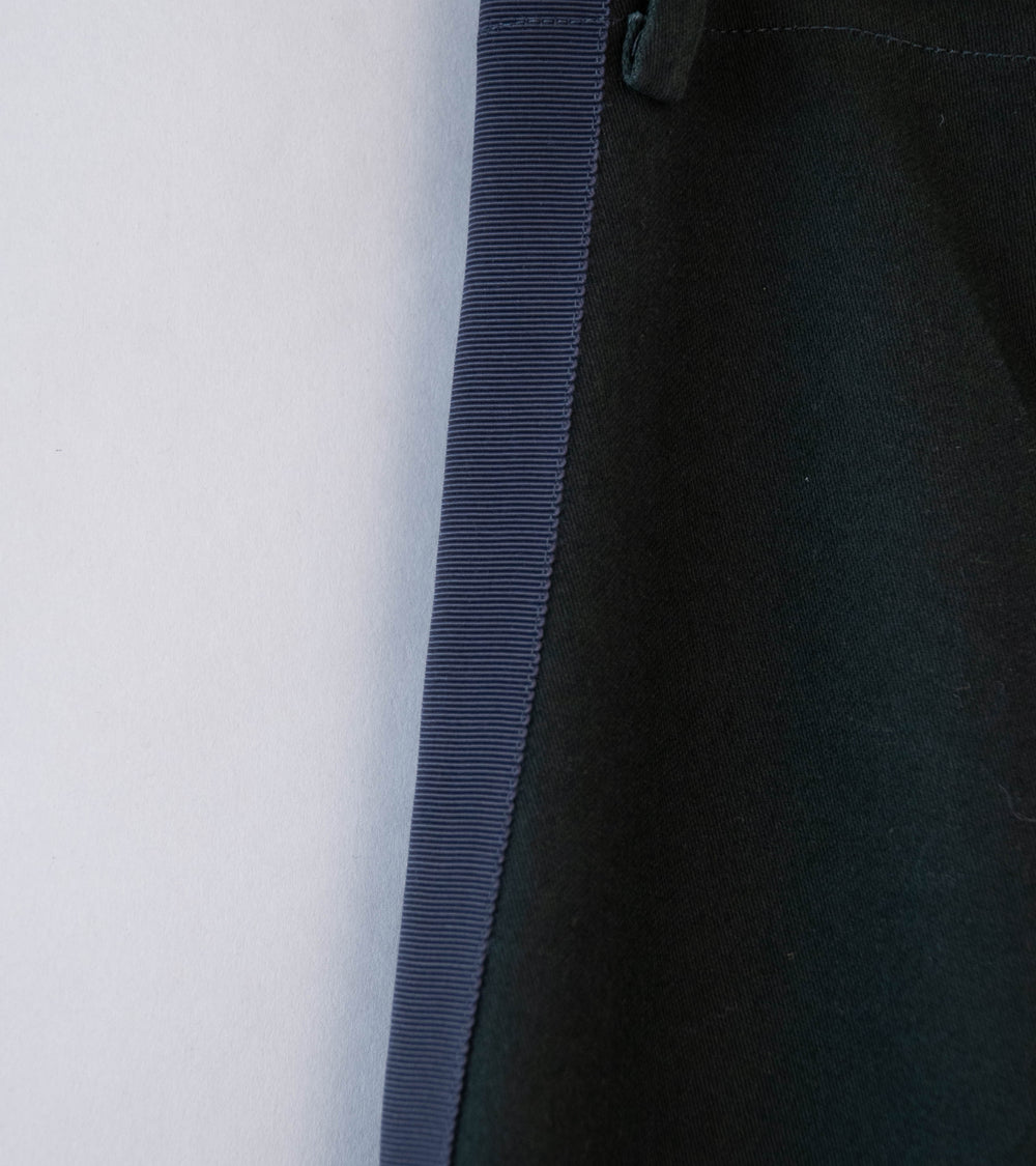 DERRICK 'Broken Stripe Tuxedo Trouser' (Charcoal Silicon Dipped Cotton Satin)