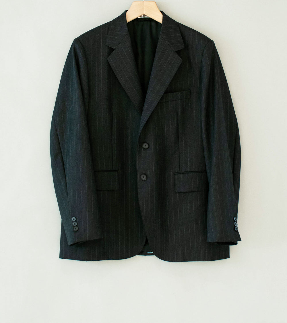 Auralee 'Bluefaced Wool Jacket' (Charcoal Navy Stripe)