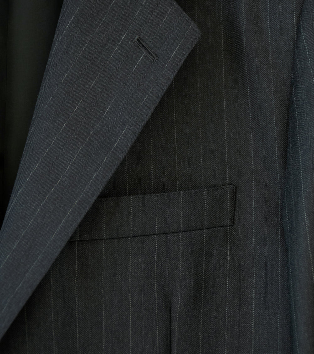 Auralee 'Bluefaced Wool Jacket' (Charcoal Navy Stripe)