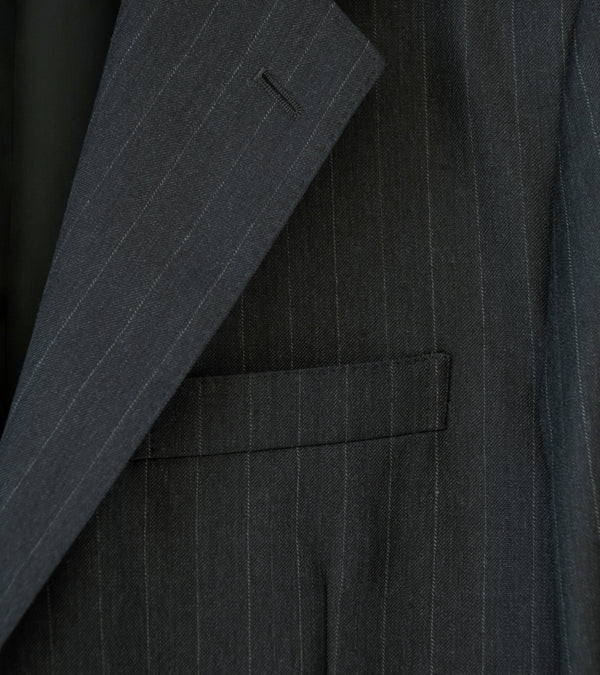 Auralee 'Bluefaced Wool Jacket' (Charcoal Navy Stripe)